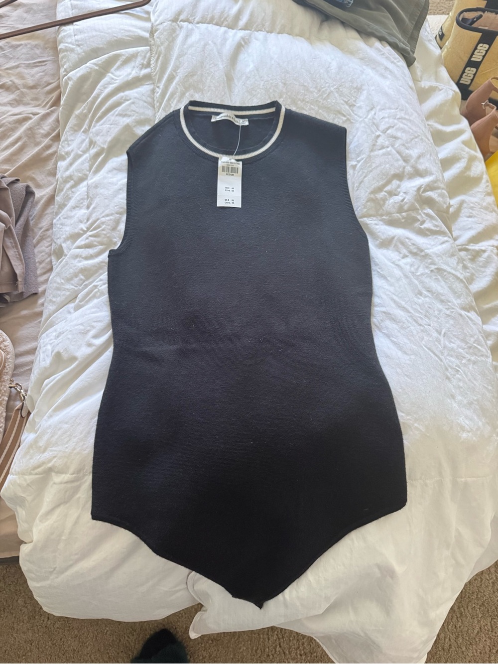 Abercrombie & Fitch Black Sleeveless Knit Tank with White Trim